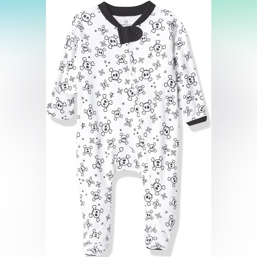 HonestBaby Baby Boys' Organic Cotton Footed Sleep & Play Pajamas - Tossed Skulls